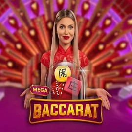 Mega Baccarat online game logo by Pragmatic Play on megabett.nl